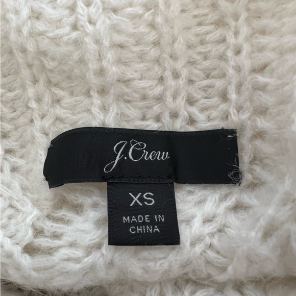 J.CREW White Alpaca Blend Pointelle Cable Mock Neck Knit Oversized Sweater XS - Picture 4 of 5